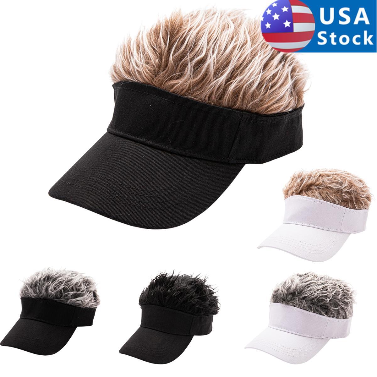 Men's Flair Hair Sun Visor Cap With Fake Hair Wig Baseball Peaked Hat Cap Unisex