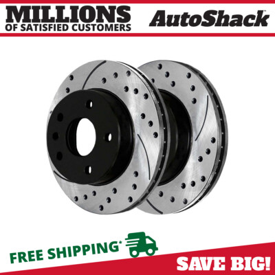 Front Drilled Slotted Brake Rotors Black Pair 2 for Chevy Sonic Cruze Limited