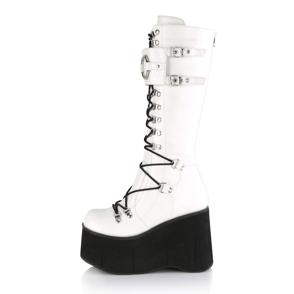 DEMONIA DEMONIA DAMEN LACE-UP KNIESTIEFEL KERA-200 WHITE VEGAN LEATHER