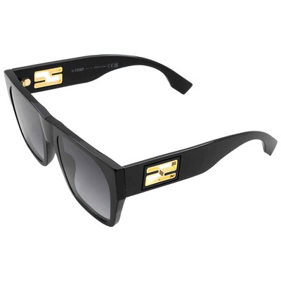 Pre-owned Fendi Grey Gradient Browline Ladies Sunglasses Fe40124i 01b 54 Fe40124i 01b 54 In Gray