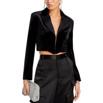 Женский бархатный блейзер с длинным рукавом BCBGMAXAZRIA, укороченный жакет BHFO 9328