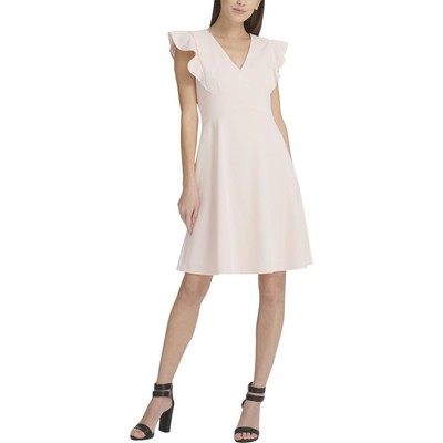 Женское розовое мини-платье для коктейльной вечеринки с оборками DKNY 6 BHFO 9820