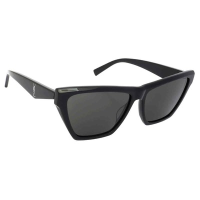 Pre-owned Saint Laurent Black Cat Eye Ladies Sunglasses Sl M103 002 58 Sl M103 002 58 In Gray