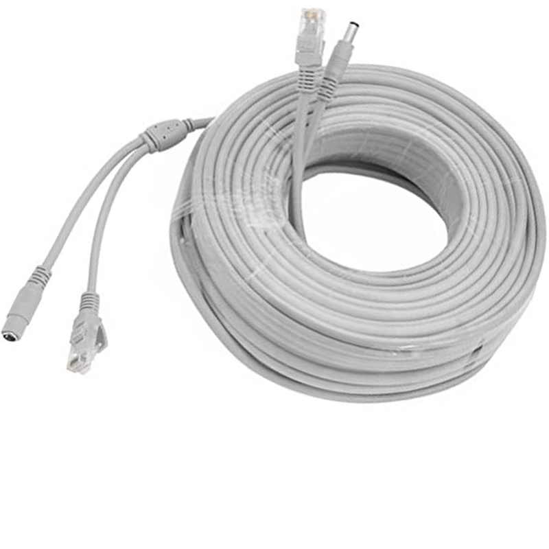 20M/60FT Ethernet CCTV Cable, Cat 5 RJ45 + 2.1X5.5Mm DC Power Cord, for CCTV Sec