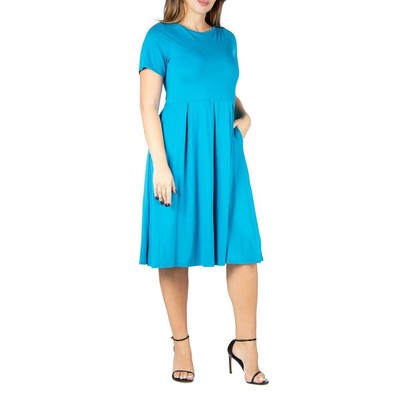 24seven Comfort Apparel Женское синее платье миди-кроя и расклешенное платье-клеш плюс 3X BHFO 8332