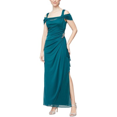 

Alex Evenings Женское вечернее платье с открытыми плечами и бисером Petites BHFO 3482, Emerald