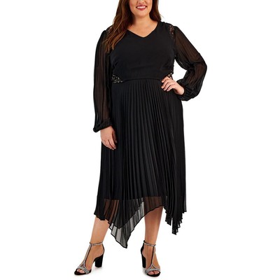 

Женское черное шифоновое длинное платье макси со складками Taylor Plus  BHFO 0829, Черный