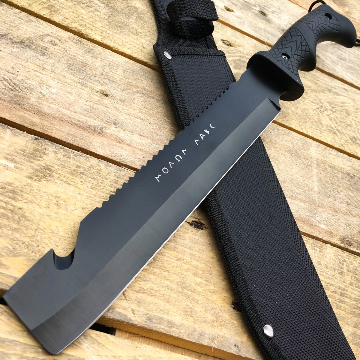 Greek Warrior Hunting Camping Fixed Blade Survival Bowie Tactical Knife + Sheath