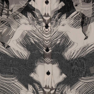 BURBERRY BURBERRY LADIES MONOCHROME DEER PRINT SILK CHIFFON PUSSY-BOW BLOUSE, BRAND SIZE