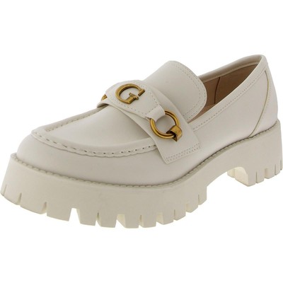 Guess Womens Almost Ivory Faux Leather Loafers Shoes 8 Medium (B,M) BHFO 7913