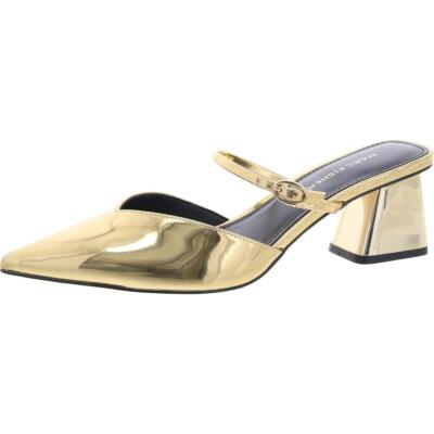 Marc Fisher Womens Lakey Gold Patent Mule Pumps Shoes 7.5 Medium (B,M) BHFO 3181