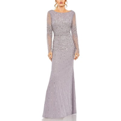 Женское официальное вечернее платье Mac Duggal с фиолетовыми украшениями, 16 BHFO 0856