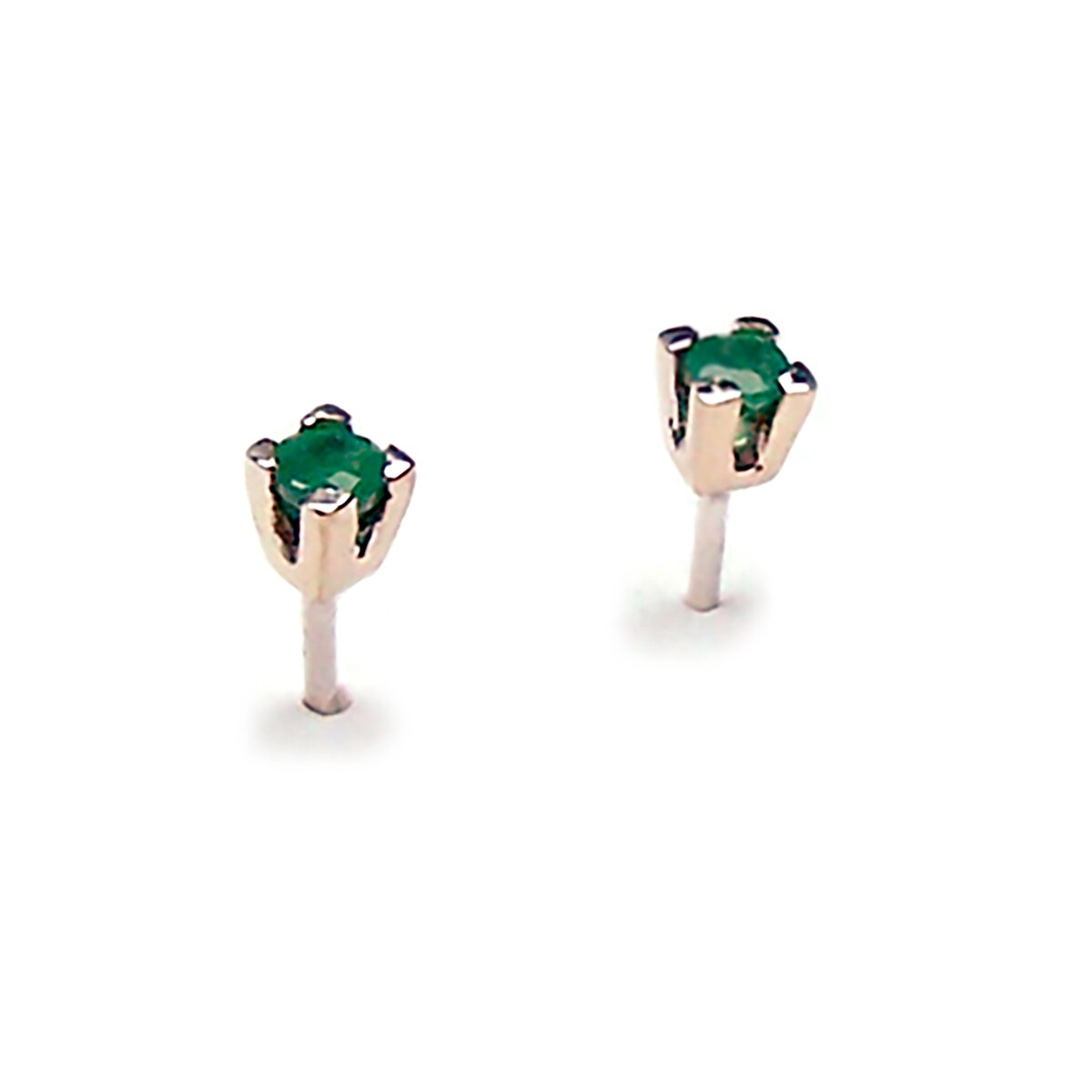 Pre-owned Gioielli Aurum Earrings Men Women White Gold 18 Carats Light Spot With Emeralds Natural Green