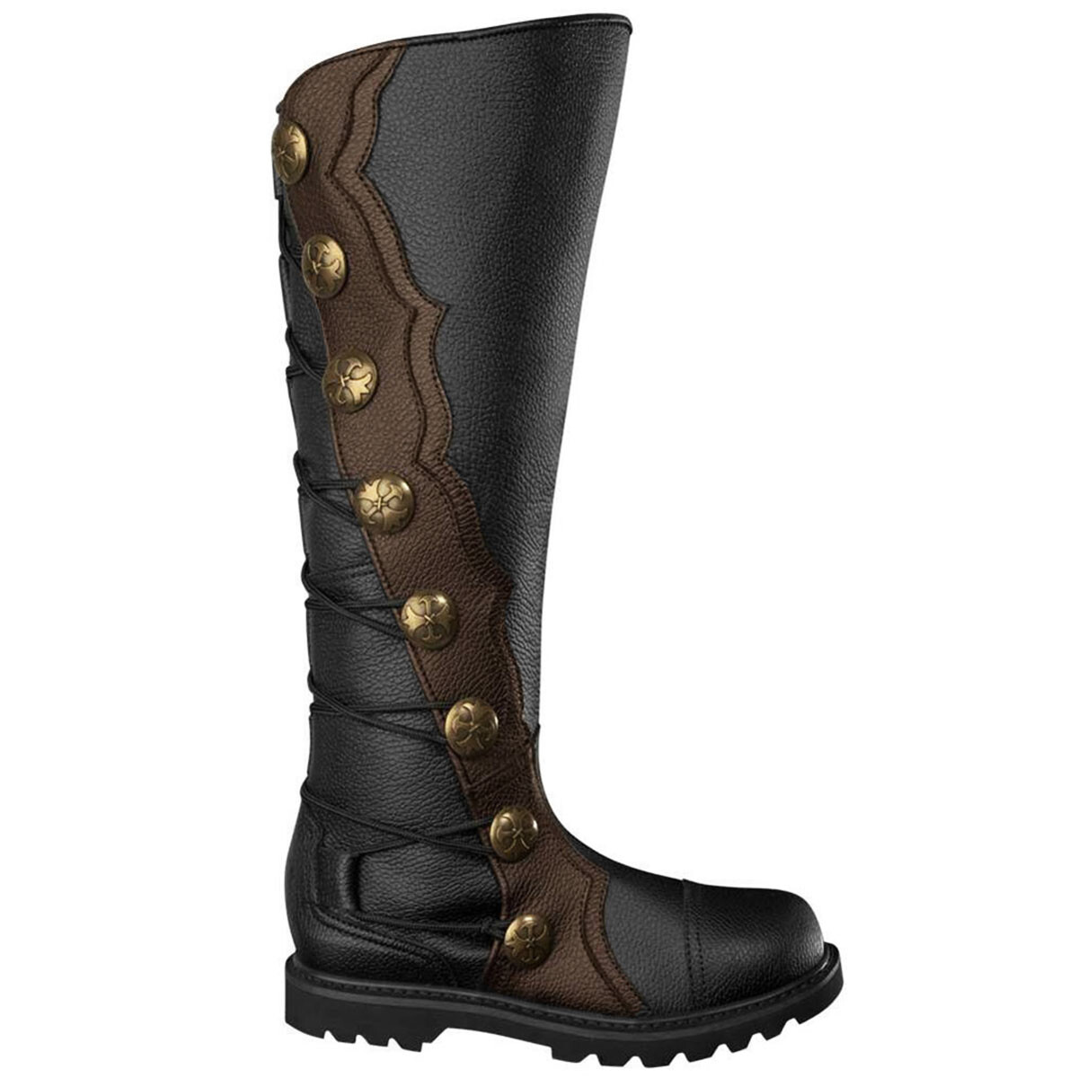 Preowned House Of Andar Premium Black With Brown Leather Kneehigh
