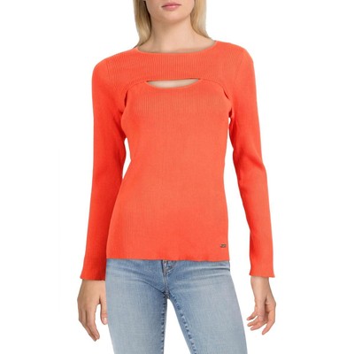 

Calvin Klein Womens Рубашка в рубчик с вырезом Пуловер Свитер Топ BHFO 5222