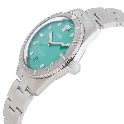 Pre-owned Oris Divers Sixty-five 38mm Automatic Cotton Candy Green Dial Watch 01 733