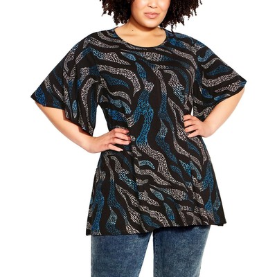 Женская черная туника-кимоно с круглым вырезом и рукавами-крылышками от Avenue, верхняя рубашка плюс 22/24 BHFO 7779