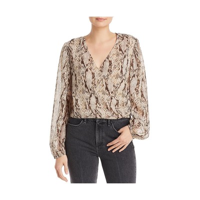 

Женская коричневая шифоновая блузка Bardot со змеиным принтом  XS BHFO 3665, Коричневый
