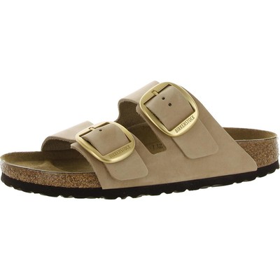 

Birkenstock Женские бежевые замшевые шлепанцы с открытым носком и стелькой 38 BHFO 1463, Бежевый, BHFO