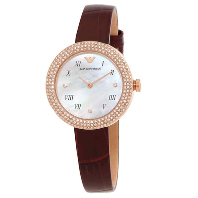 Emporio Armani Quartz Crystal White MOP Dial Ladies Watch AR11357