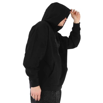 Pre-owned Versace Men's Black Embellished Medusa-print Hoodie