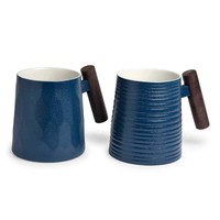 TeaLogic Becher Set Blue 2 Stück - je 0,4l - blau - mit Rosenholzgriff