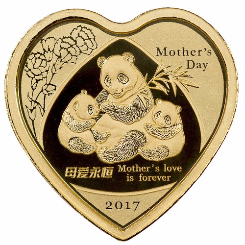2017 Mothers Day Heart CHINA Chinese Panda 8g 24K Fine Gold