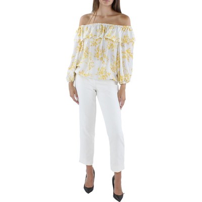 

Женская желтая рубашка-крестьянка с цветочным принтом Adrienne Vittadini  BHFO 5395, Yellow/white