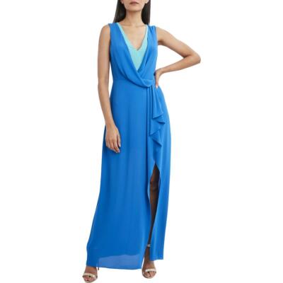 

Женское многослойное вечернее платье без рукавов BCBG Max Azria с v-образным вырезом, Palace blue combo