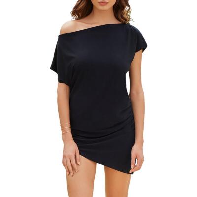 

Magicsuit Womens Black Off-The-Shoulder Beachwear Dress Cover-Up  BHFO 7970, Черный