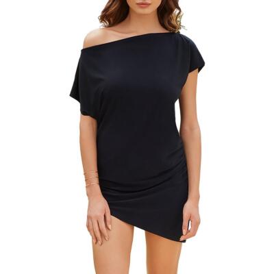 Magicsuit Womens Black Off-The-Shoulder Beachwear Dress Cover-Up M BHFO 7970