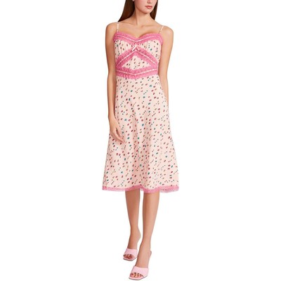 

Женское атласное платье-комбинация миди с кружевными вставками Betsey Johnson BHFO 9963, Coral cloud