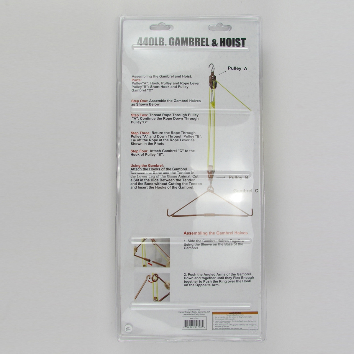 Tourbon 440lb Pulley Rope Kits Deer Hog Game Hanger Lift Gambrel