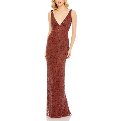 Женское официальное вечернее платье Mac Duggal с красными украшениями 2 BHFO 0723