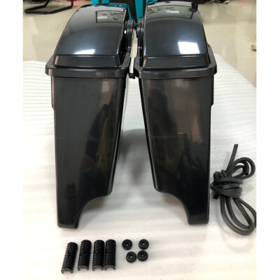 New Style 5'' Stretched Extended Hard Saddle Bags Fit For 93-13 Harley Road King