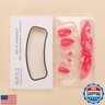 Almond Press on Nails Short French Fake Nails with Glue Summer Glue on Nails with Flower Design White French Tip Acrylic Nails Press on Pink Full Cover Artificial Nails Stick on Nails for Women 24PCS