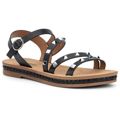 Olivia Miller Womens Alana Black Strappy Sandals Shoes 7 Medium (B,M) BHFO 2748