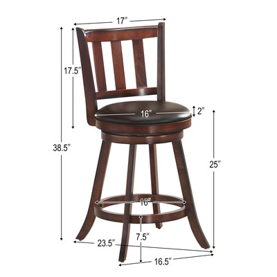 Costway 4 PCS 25" Swivel Bar stool Leather Padded Dining Kitchen  Bistro Chair