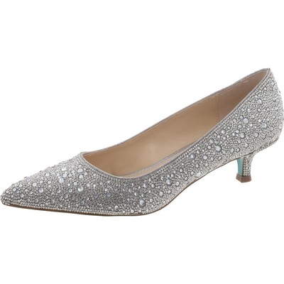 Женские туфли Betsey Johnson на каблуке Scout Silver Kitten 8 среднего размера (B,M) BHFO 3244