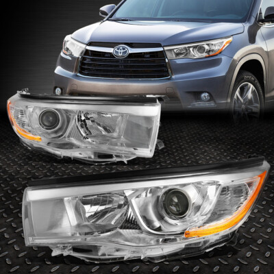 ДЛЯ 14-16 TOYOTA HIGHLANDER ХРОМИРОВАННЫЙ КОРПУС ЯНТАРНЫЙ УГЛОВОЙ ФАР-ФАРА ПРОЕКТОРА
