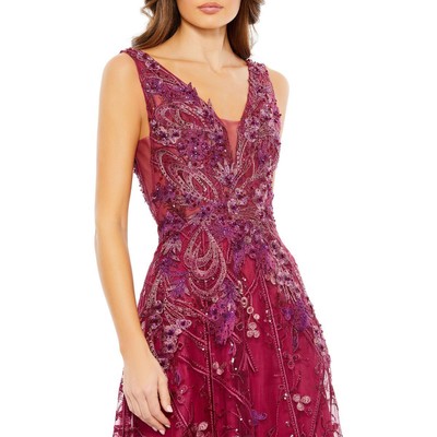 MAC DUGGAL IEENA FOR MAC DUGGAL WOMENS EMBELLISHED ILLUSION EVENING DRESS GOWN BHFO 2858