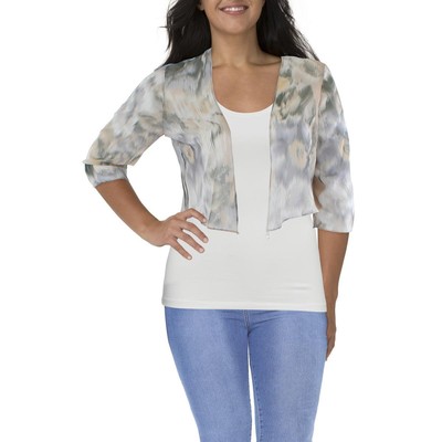 

R-M Richards Женское Серое Болеро из Шифона с Принтом и Открытым Передом  BHFO 2160, Gray multi