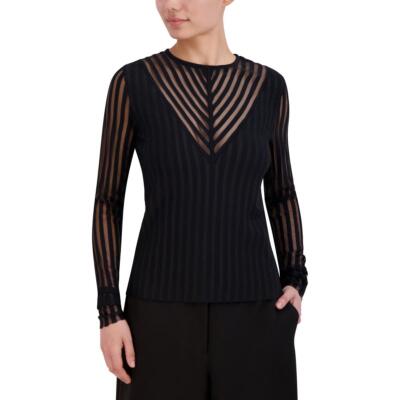 BCBGMAXAZRIA Женский прозрачный легкий пуловер с длинным рукавом, топ-свитер BHFO 7990