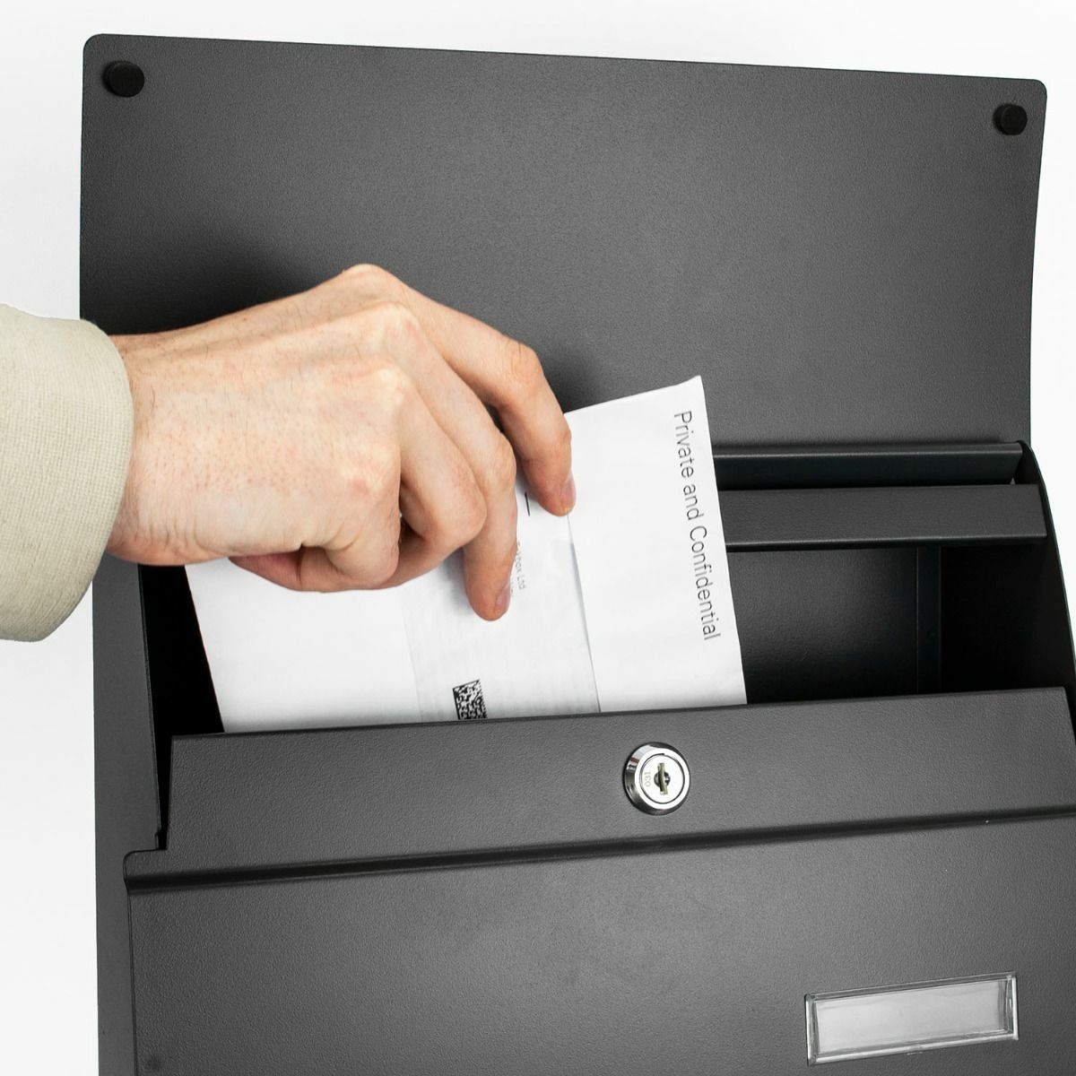 Large Wall Mounted Letter Box Steel Secure Mail Post Key Lock Curved Home Office - Picture 4 of 8