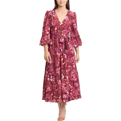 Женское красное миди-платье с цветочным принтом Maggy London 10 BHFO 6055