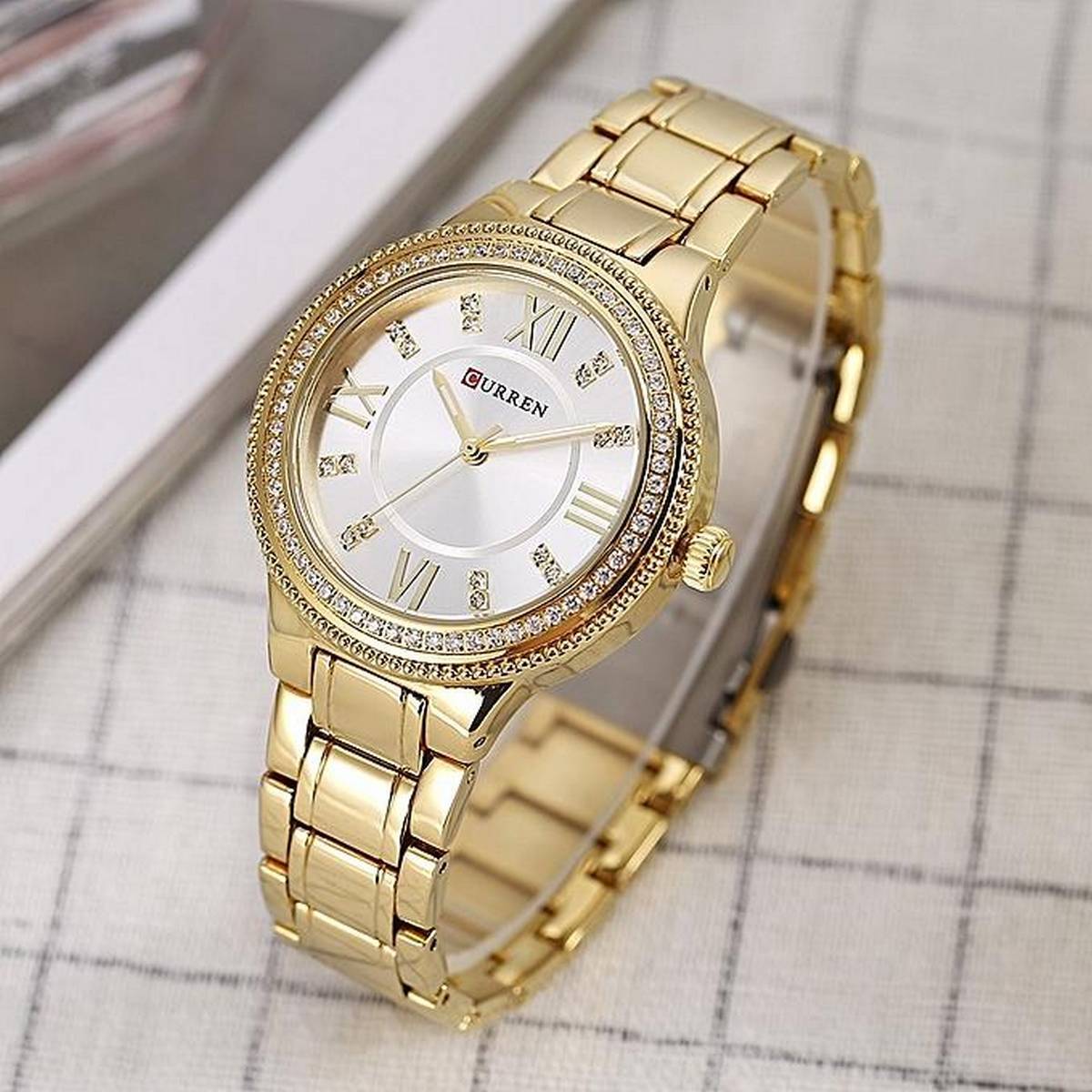 Orologio Da Polso Curren 9004 Donna Analogico Quarzo Moderno Fashion Dorato lac