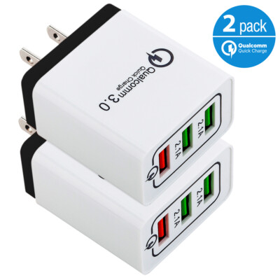 2 Pack Quick Charge 3.0 Fast USB Wall Charger Adapter US Plug For iPhone Samsung