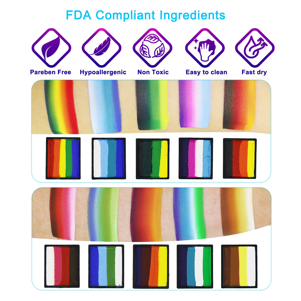 Bowitzki Professional Face Painting Kit For Artist With Pro Face Paint Brushes