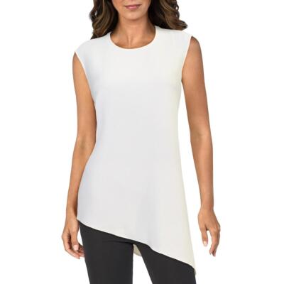 

Anne Klein Женская белая асимметричная рубашка с боковым разрезом на бретелях Cami  BHFO 6974, Белый