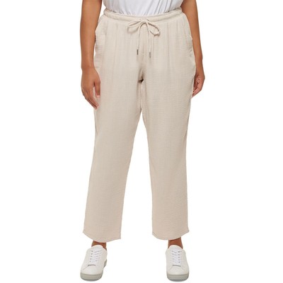 

Calvin Klein Jeans Женские Бежевые Текстурированные Прямые Брюки Plus  BHFO 6832, Береза